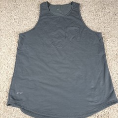 BYLT Tank Top Men’s XL Sage Drop Cut Lux Pocket Curved Hem Performance Stretch