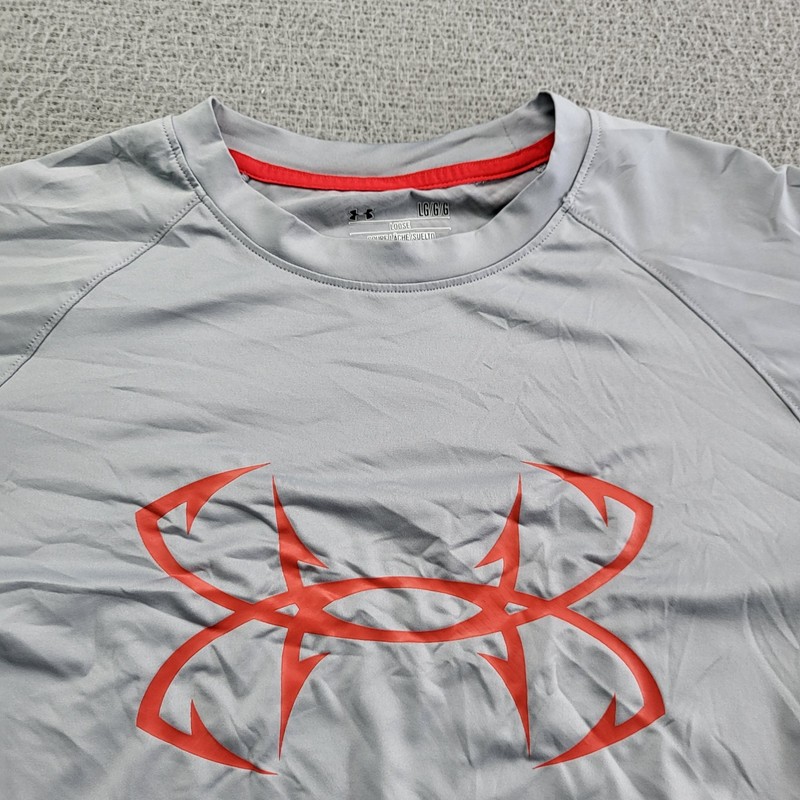 Under Armour Shirt Mens Large Gray Performance Loose Logo Graphic Long Sleeve gallery