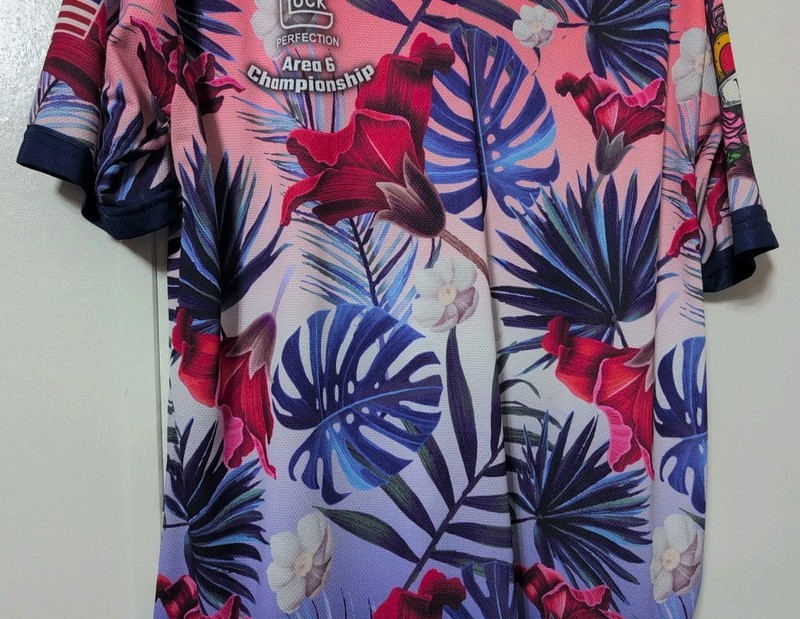 Glock USPSA Men’s Hawaiian Theme Pullover Shirt Size Large Short Sleeves USA gallery