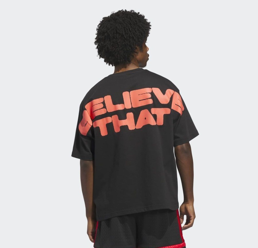 Adidas Anthony Edwards Believe That T-shirt Black Solar Red KA5066 Men's gallery