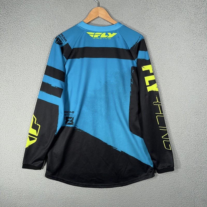 Fly Racing Jersey Mens Large Blue F-16 Motorcycle Long Sleeve V-Neck Performance gallery