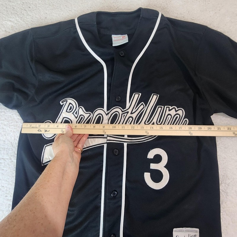 Brooklyn Baseball Jersey Mens Medium Black Button Front Evolution Jeans #3 gallery
