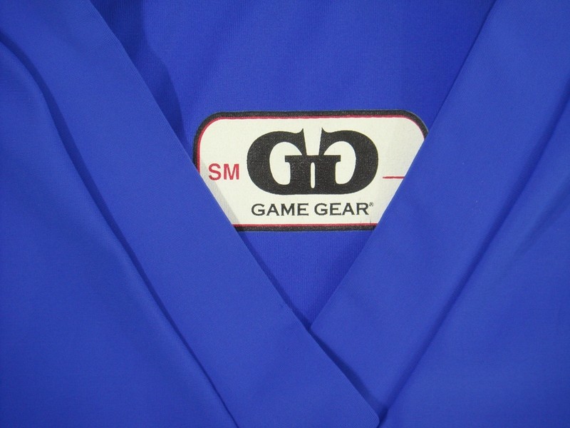 Game Gear Bright Blue VNeck Spandex "NewWave" Slvlss Tee sz S gallery