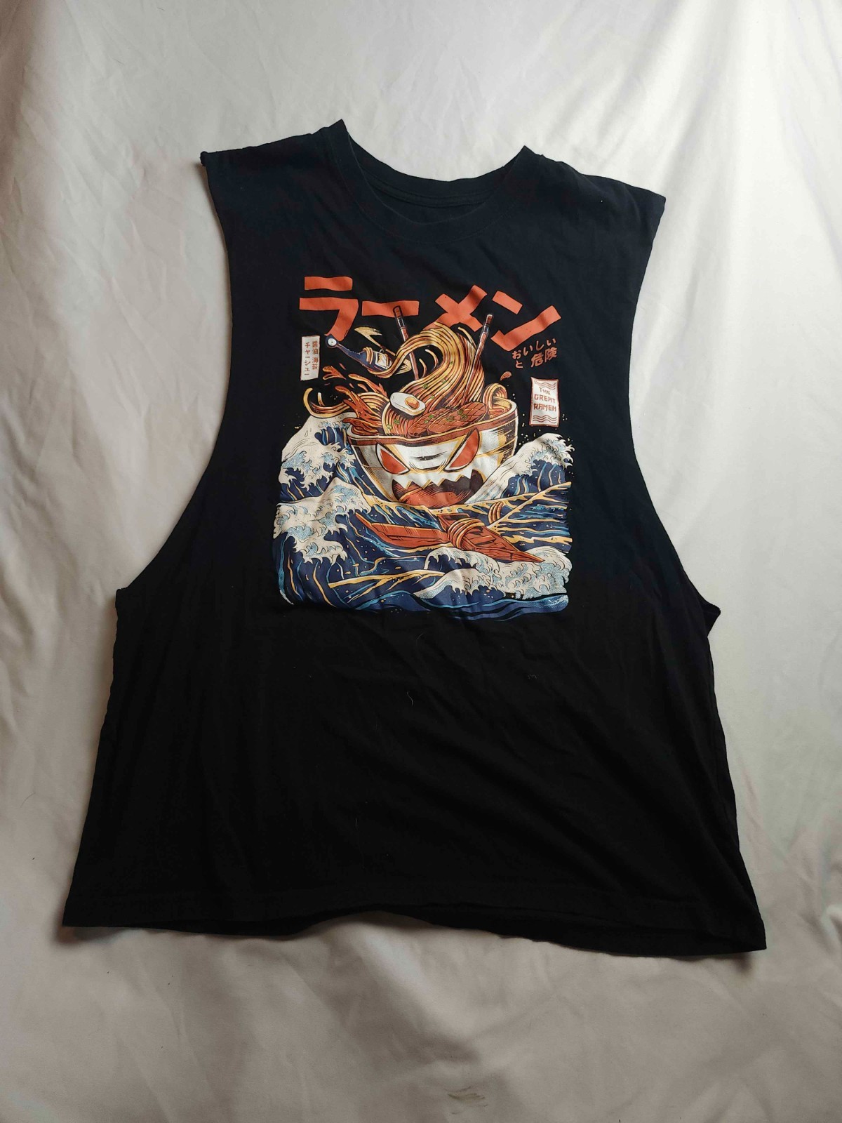 Great Ramen Attack Muscle Tank Top Mens M Black Graphic Black Matter Festival gallery