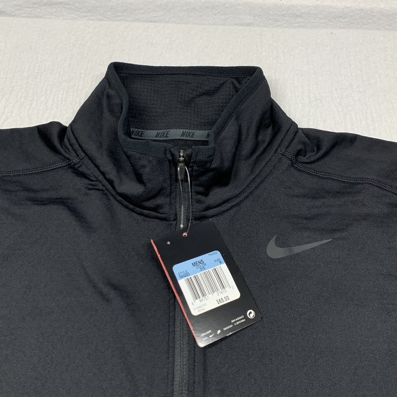 Nike Shirt Training 1/4 Zip Mens Medium Dry Fit Black 543223-010 Long Sleeve gallery