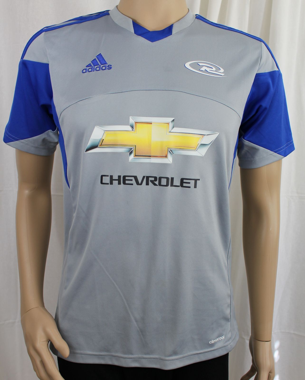 Adidas Chevrolet Climacool Gray and Blue Athletic Short Sleeve Shirt XL Cycling gallery