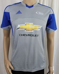 Adidas Chevrolet Climacool Gray and Blue Athletic Short Sleeve Shirt XL Cycling
