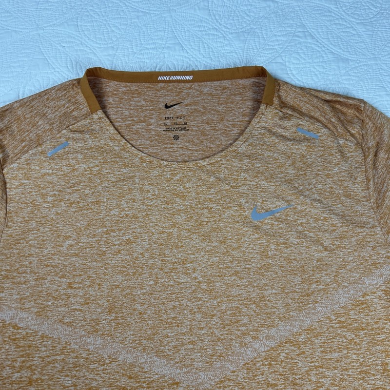 Nike Dri-FIT Rise 365 Men's XL Orange Short Sleeve Running Training Gym Shirt gallery
