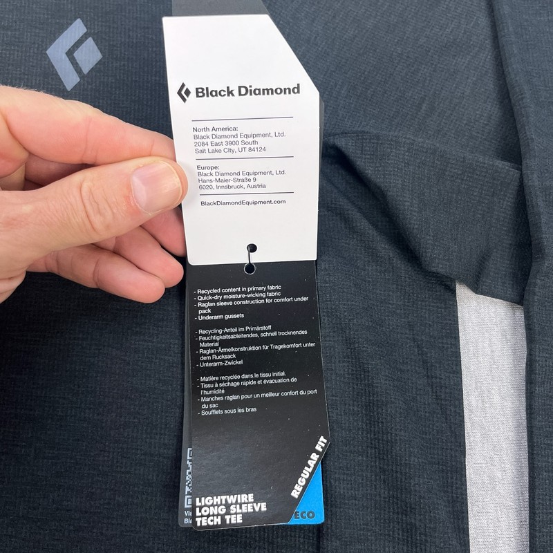 Black Diamond Lightwire LS Tech Tee Mens M Black Base Layer Stretch Mesh NEW $89 gallery