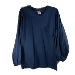 Long Sleeve Shirt Large Blue Cotton Made By Windridge One Pocket Stretch Cuffs