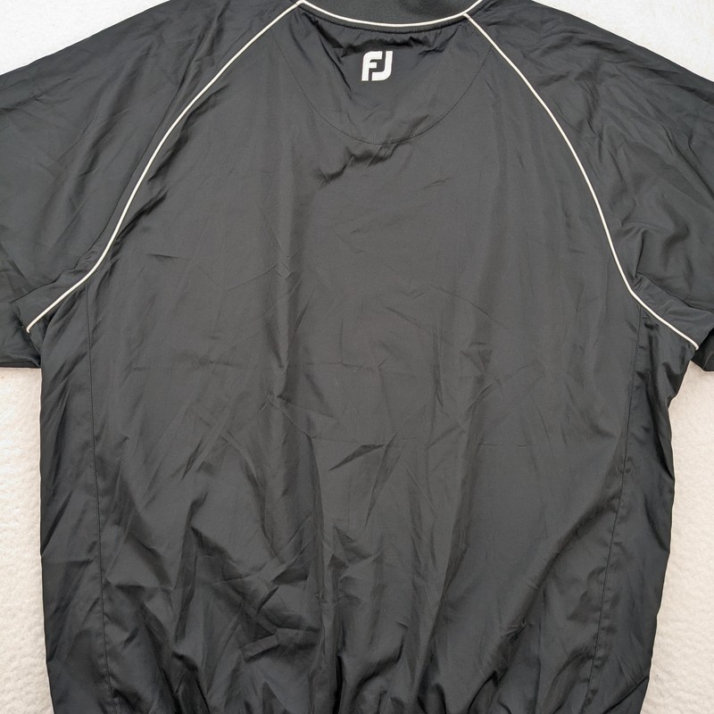 FootJoy Pullover Mens XL Golf Windshirt Black White Piping Short Sleeve V-Neck gallery
