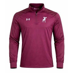 Under Armour loose 1/4 Zip Pullover Moose Logo Athletic Shirt Mens Medium Maroon