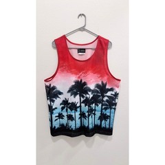 Target Original Use Men’s Mesh Tank Top Large Red Sunset Palm Trees Jersey NWT