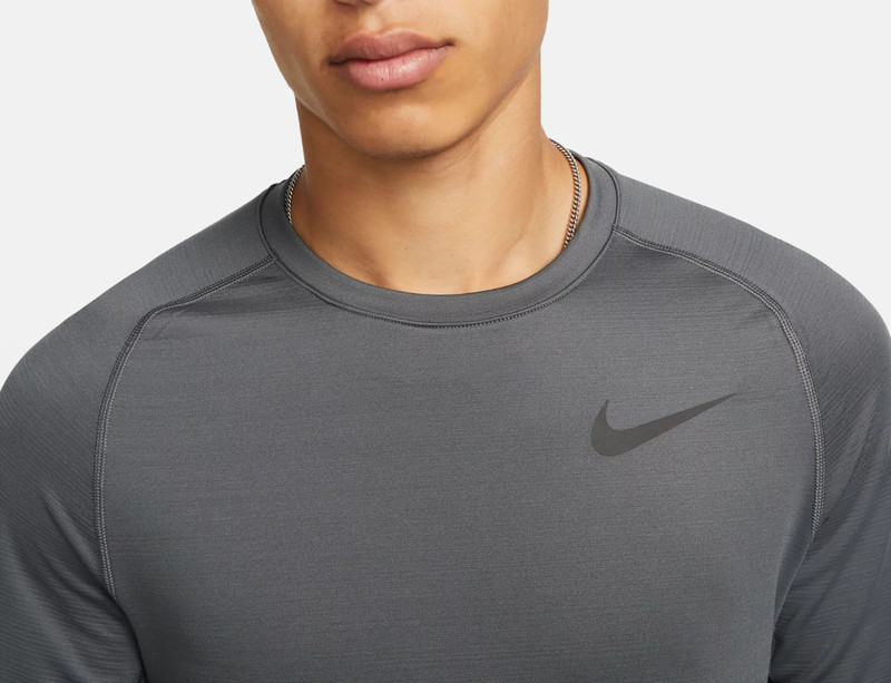 Nike Mens Pro Dri-Fit Slim LS Shirt Grey / Black Swoosh DQ5448-100 Men's Medium gallery