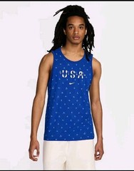Nike USA Club Tank Top Men’s Size M Medium Blue All Over Print FN0879-417 New