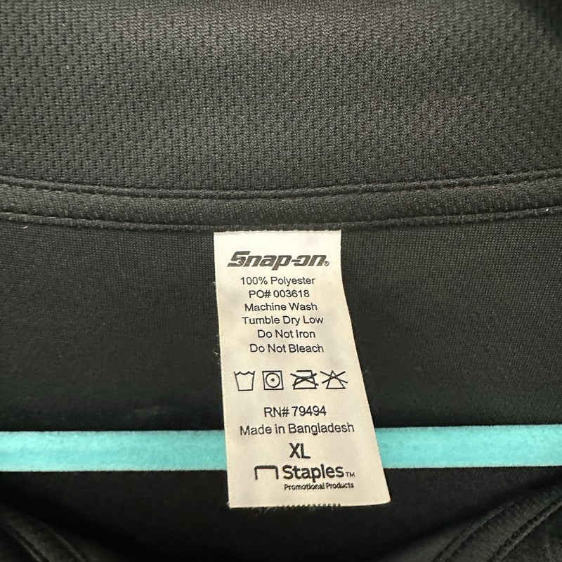 Snap-On Tools Quarter-Zip Performance Pullover LS Shirt Black Adults Size XL EUC gallery