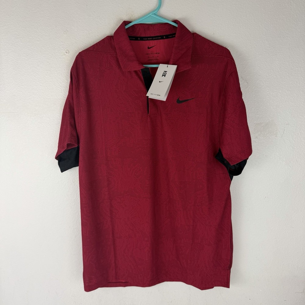 Nike Tiger Woods ADV First Win Anniversary Polo DH0711 Fire Berry Sz M