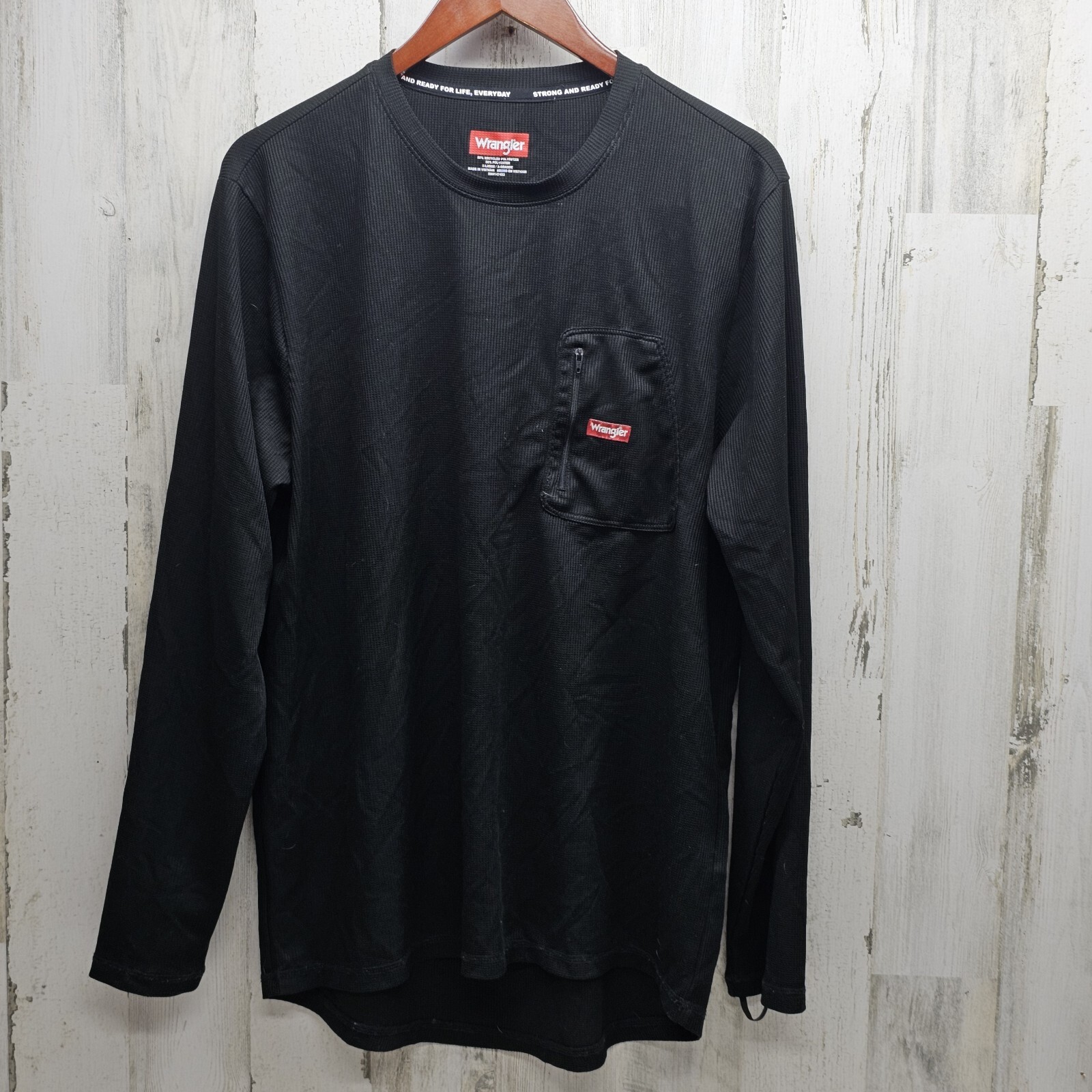 Wrangler Mens XL Crew Neck Pullover Long Sleeve T Shirt Black gallery