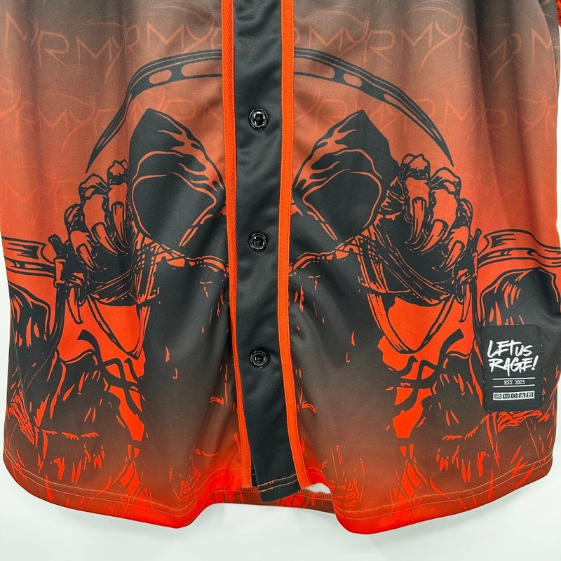 Let Us Rage MYR Grim Reaper Baseball Jersey Mens XL Black Red Scythe Graphic gallery