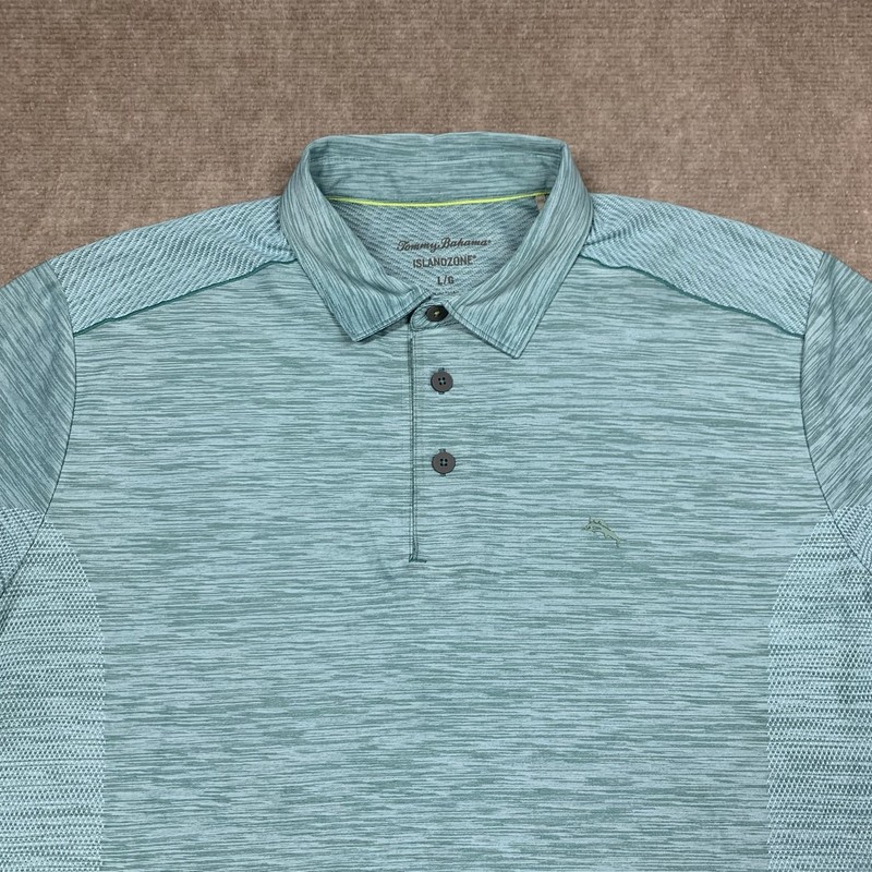 Tommy Bahama Polo Shirt Island Zone Palm Coast Mens Large Blue Short Sleeve gallery
