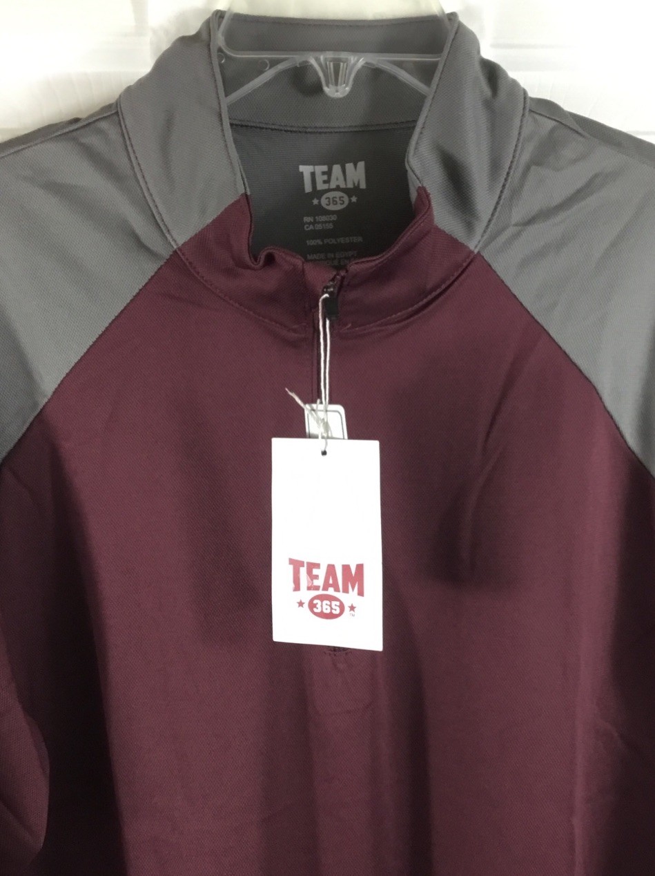 Team 365 1/4 Zip Pullover Mens Large Dark Maroon Gray Sweatshirt Lightweight gallery
