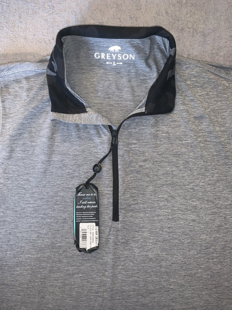 Greyson Pullover Men Large Gray Quarter Zip Heather Guide Sport brr Triple Chill