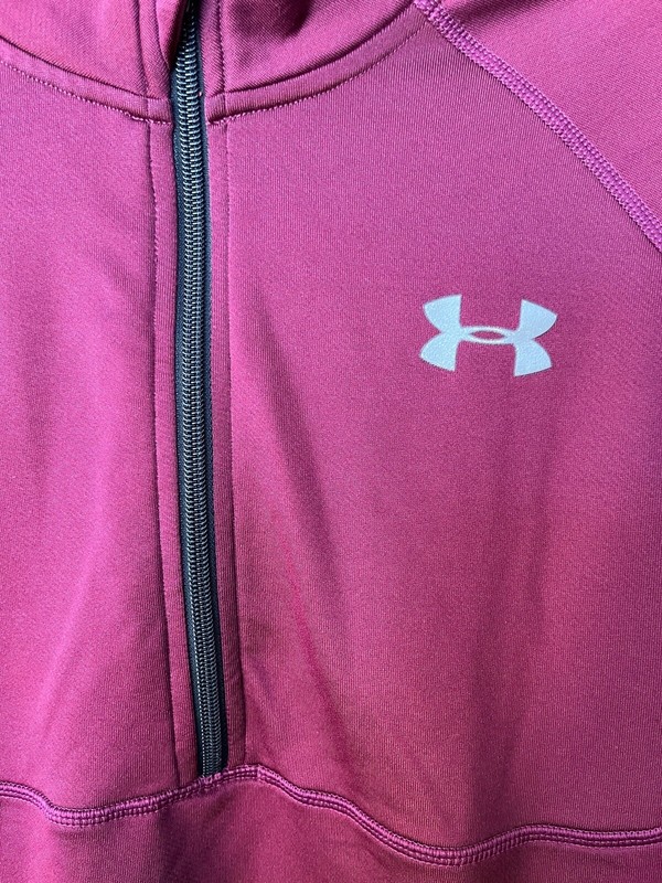 Under Armour Pullover Adult Large Maroon Gray 1/4 Zip Mock Neck Athleisure Gym gallery