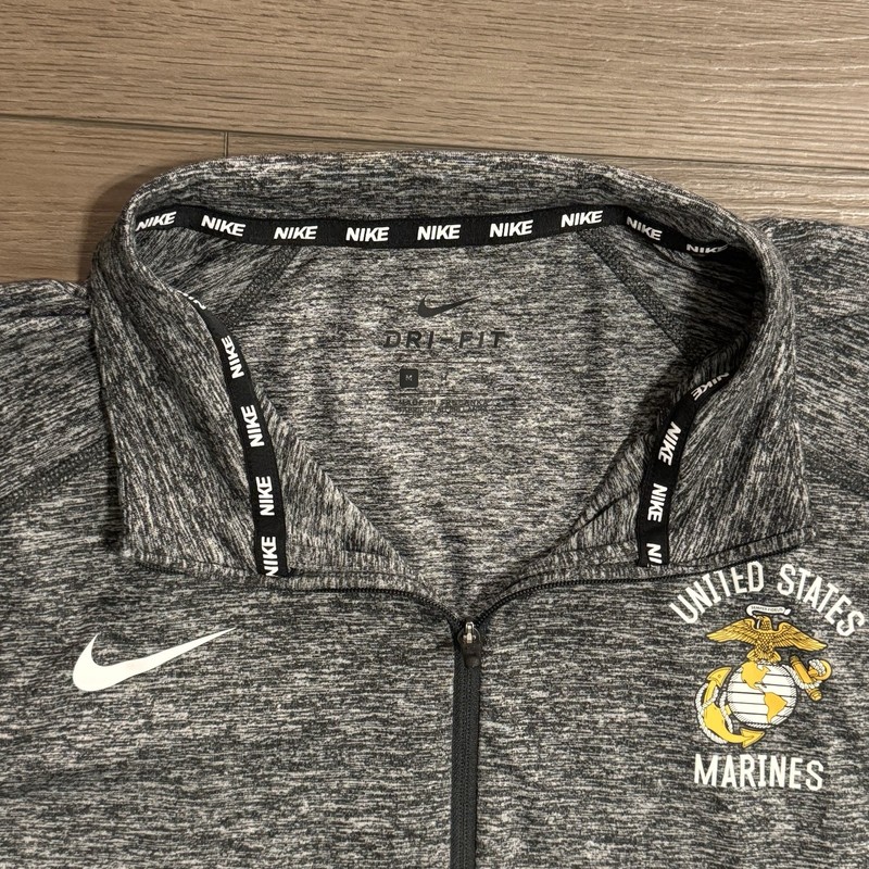 Nike Shirt Men's Medium Heather Gray Dri-FIT US Marines Element 1/4 Zip Pullover gallery