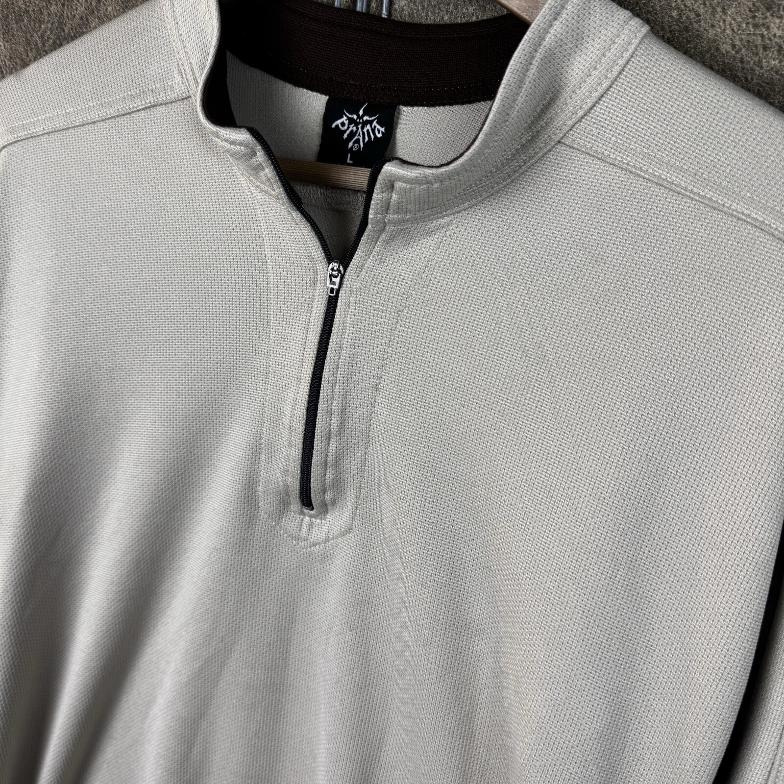 Prana Breathe 1/4 Quarter Zip Pullover Shirt Khaki Mens Large Breathable Stretch gallery