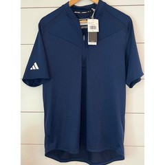 NWT adidas Mens Sideline Short Sleeve 1/4 Zip Shirt Navy Large active athletiC