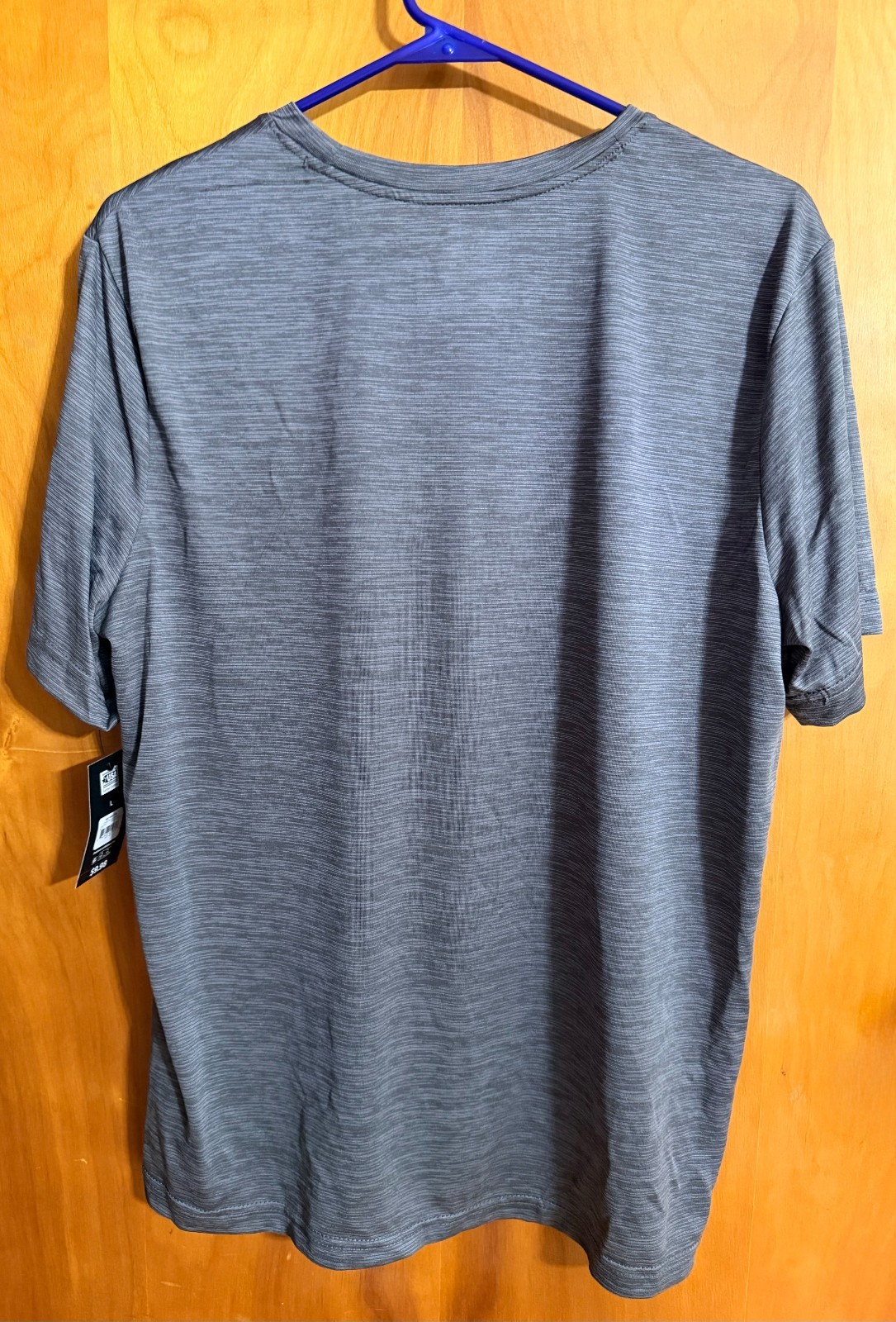 Men's Size Large Athletic Works Poly Jersey Tee Charcoal Grey Stripe NWT USA gallery