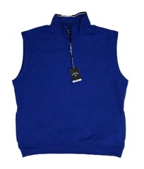 Callaway Golf 1/4 Zip Waffle Fleece Pullover Vest High Rise Blue Men Size L NWT
