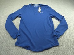 Under Armour Henley Shirt Mens Small S Blue Waffle Knit Long Sleeve NWT 1302356