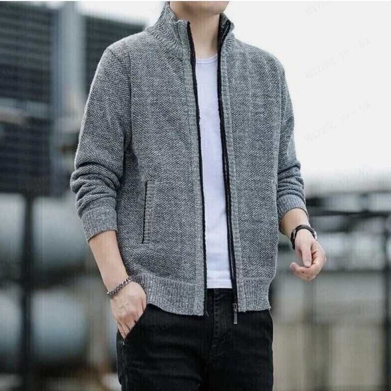 Men Warm Male Padded Thickened Sweater Cardigan Needle Knitted Fashion Jacket UK gallery
