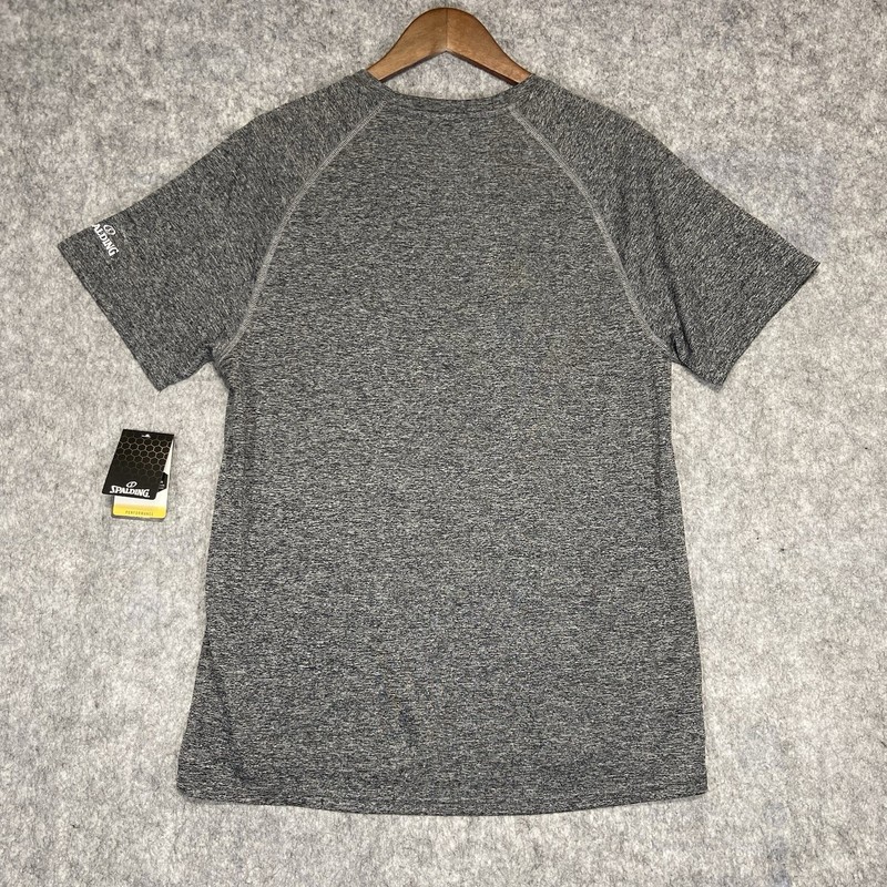 Spalding Dri-Power Performance Tee NWT Men’s M Regular Fit Black Heather Marled gallery