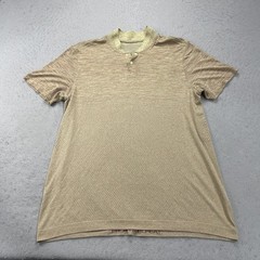 Lululemon Polo Shirt Mens Large Green Yellow Breathe Blade Mock Neck Metal Vent