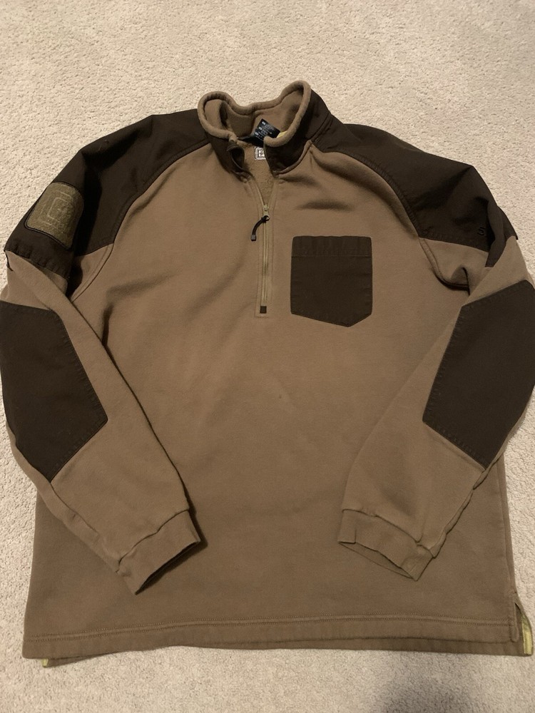 511 Tactical Pullover Brown 1/4 Zip Lightweight Sweater Long Sleeve XL
