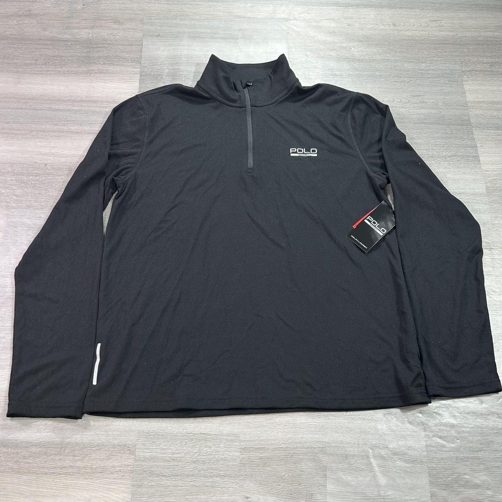 NEW Polo Ralph Lauren Pullover Mens Medium Black 1/4 Zip Long Sleeve Thermovent
