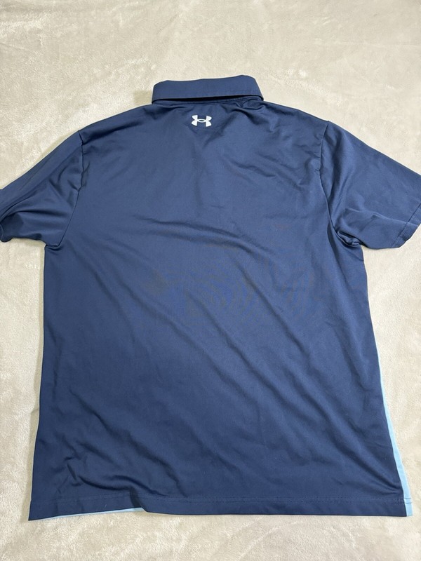 Under Armour Shirt Mens Extra Large Blue Striped The Playoff Polo Loose Fit Golf gallery