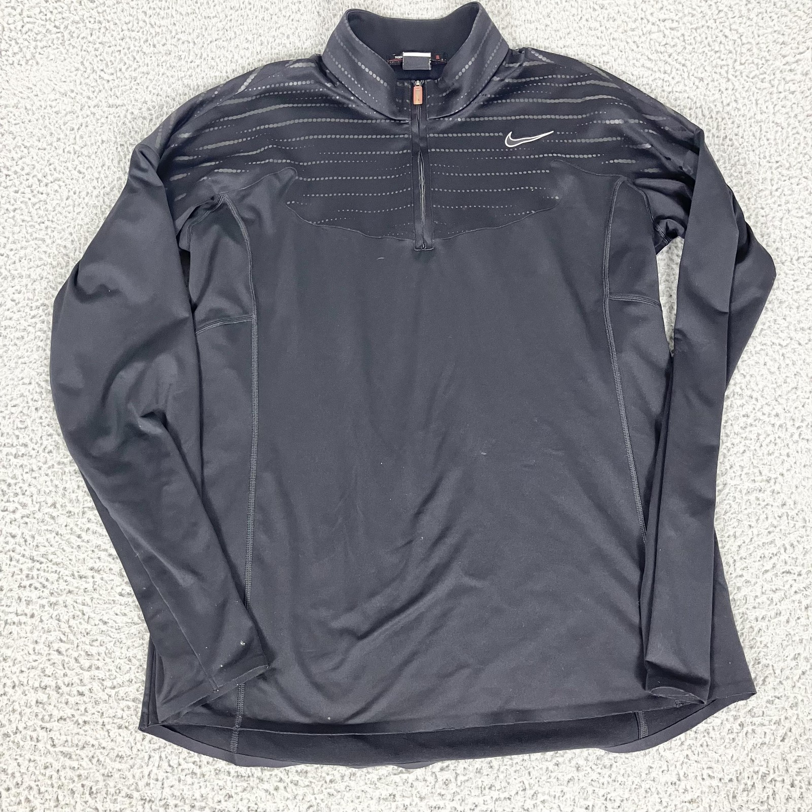 Nike Dri-FIT Pullover Mens Medium Black 1/4 Zip Tiger Woods Golf Performance gallery