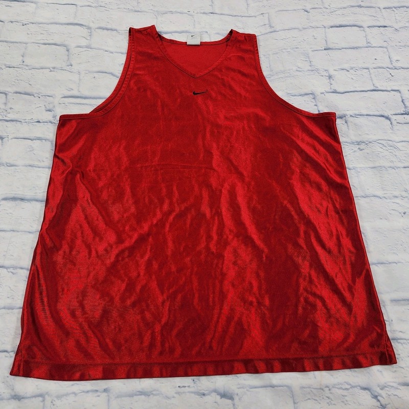 Nike Basketball Jersey Tank Top MENS XXL Satin Silky Shiny Red VINTAGE 90s USA gallery