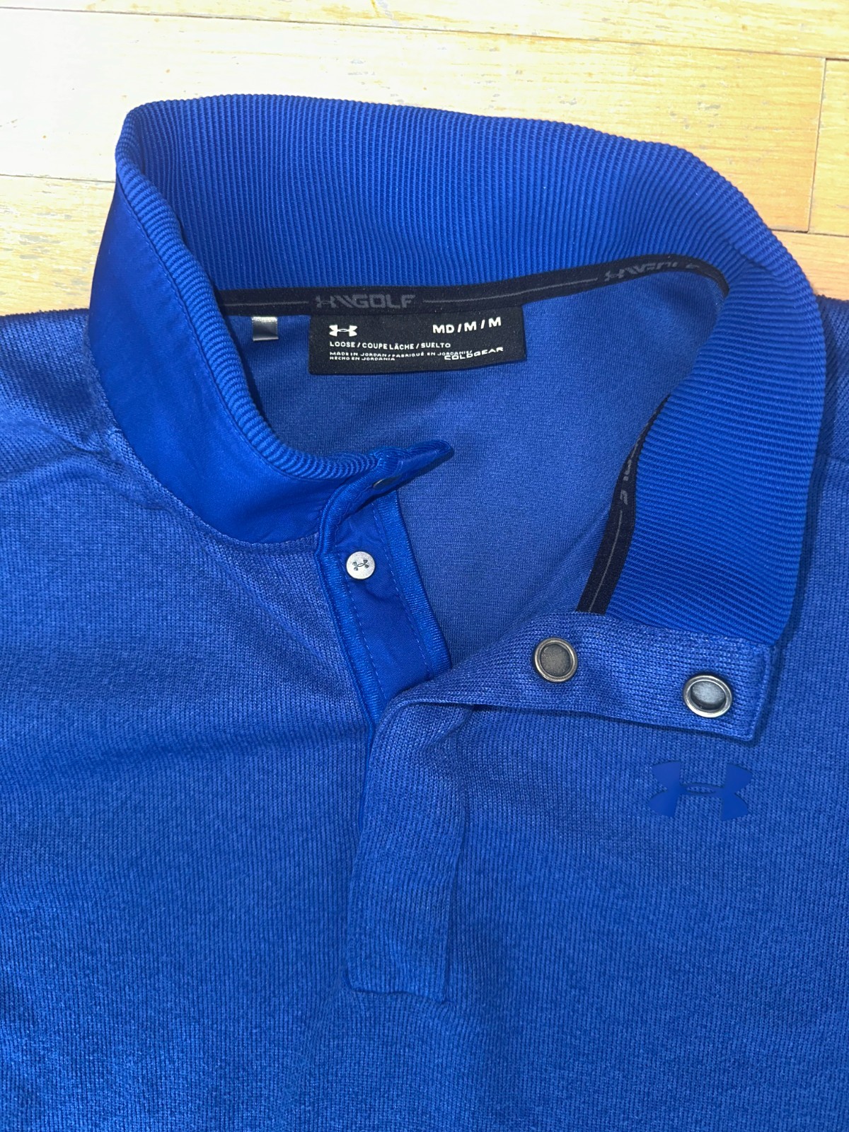 Under Armour UA Storm Golf Sweater Snap Button Mock Neck 1/4 Pullover sz Medium gallery