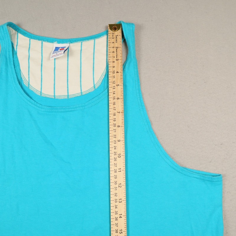 Vintage Russell Athletic Tank Top Men's Large 100% High Cotton Made In USA Teal gallery