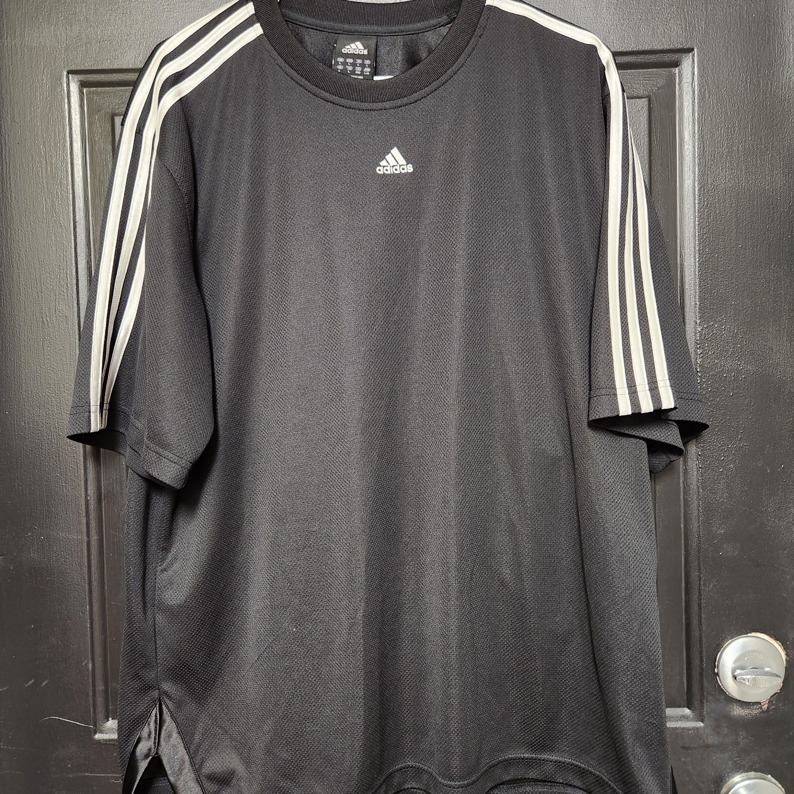 Adidas Men’s Black 3-Stripes Athletic Training Shirt Size Large Made in Thailand gallery