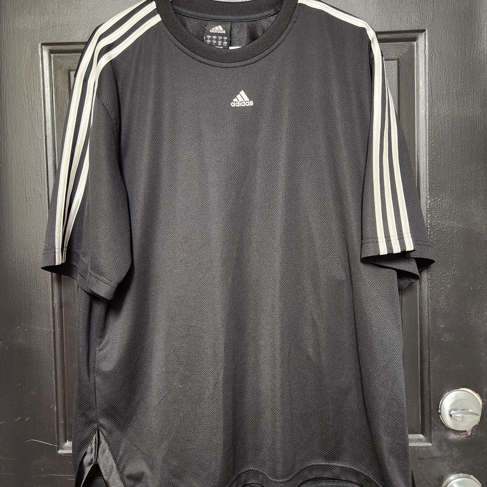 Adidas Men’s Black 3-Stripes Athletic Training Shirt Size Large Made in Thailand