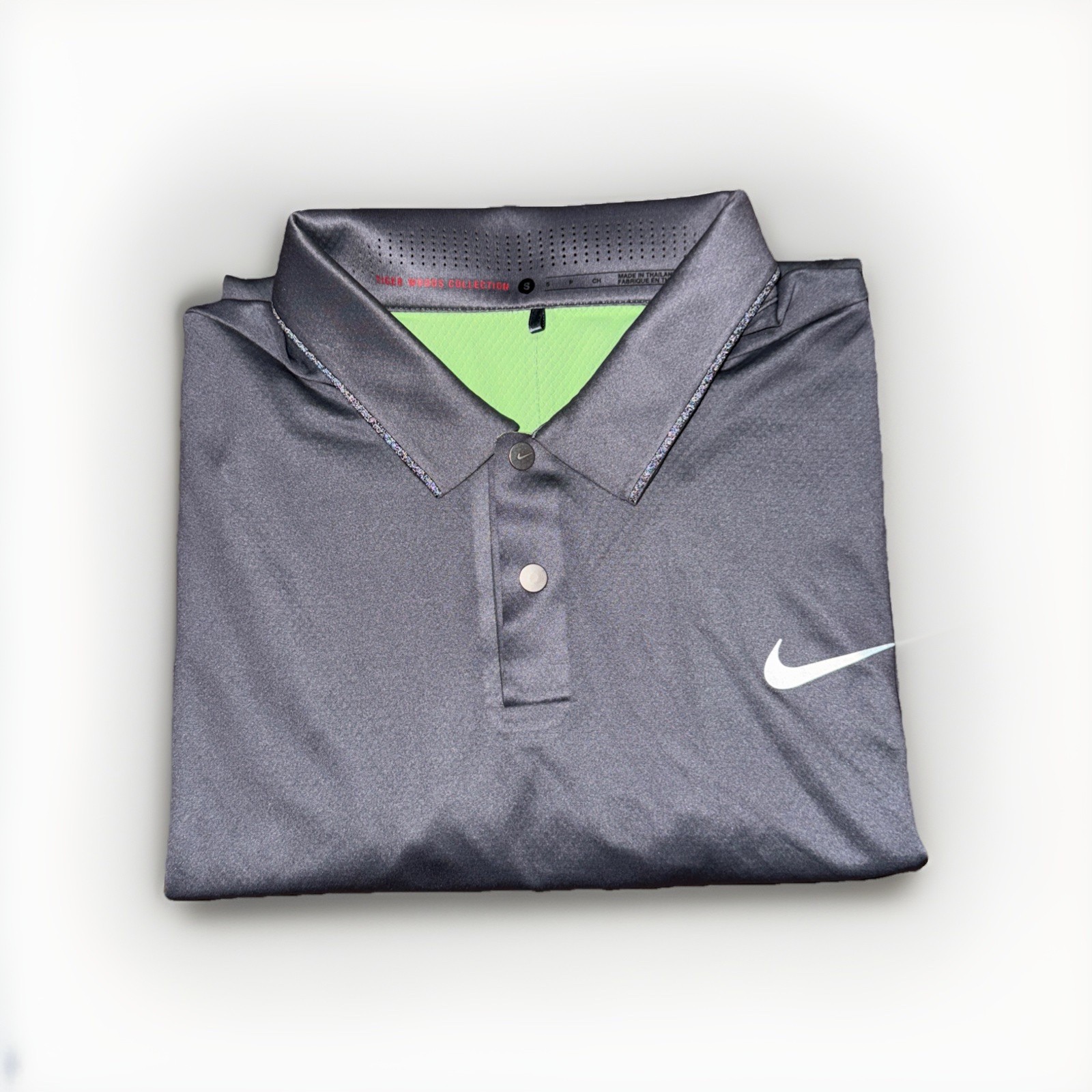 Nike Golf Tiger Woods Collection Polo Gray Shirt Dri-Fit Mens Size Small gallery