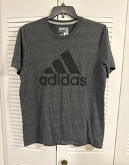 adidas The Go-To Performance Tee Men’s L Gray Short Sleeve Crew Climalite Logo