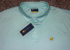 NWT Men’s JACK NICKLAUS Wicking Polo 2XL GREEN & WHITE Striped w/BEAR Logo