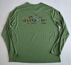 Patagonia Capilene Cool Daily Shirt Men L Green Performance Long Sleeve Spellout