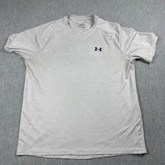 Under Armour T-Shirt Men L Silver The Tech Tee Loose Fit Speckled Athletic Top